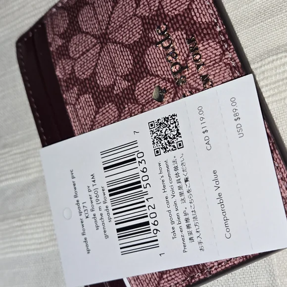 Kate Spade New York Signature Spade Flower Small Slim Card Holder (Grenache Mult - Picture 5 of 5